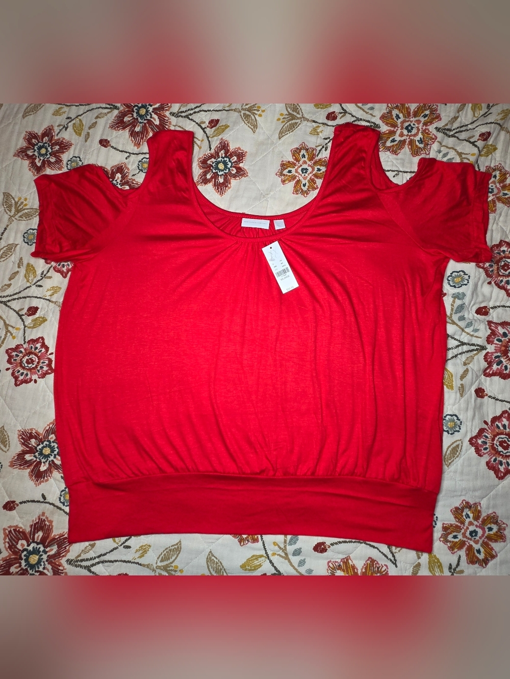 NEW! New York & Company Red Cold Shoulder Shirt, Size XXL